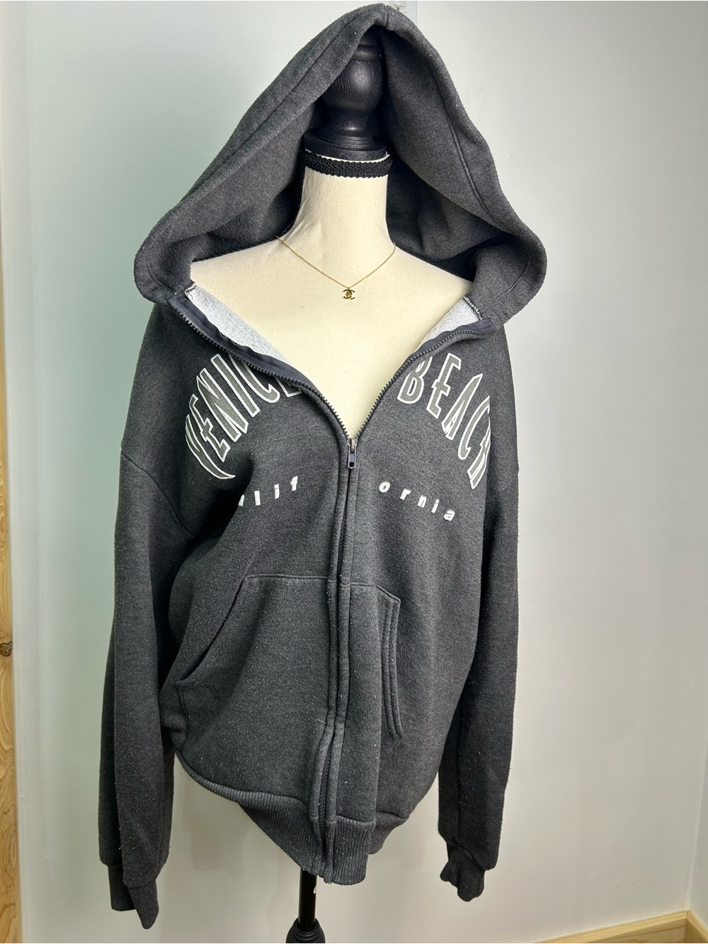 VGT Hill Heavyweight Venice Beach Neutral Gray Full Zip Hoodie Jacket